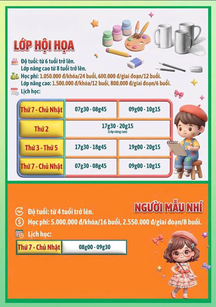 Lịch khai giảng khóa 04.2026 Lớp năng khiếu Nhà Thiếu nhi Tp. Hồ Chí Minh cơ sở 2
