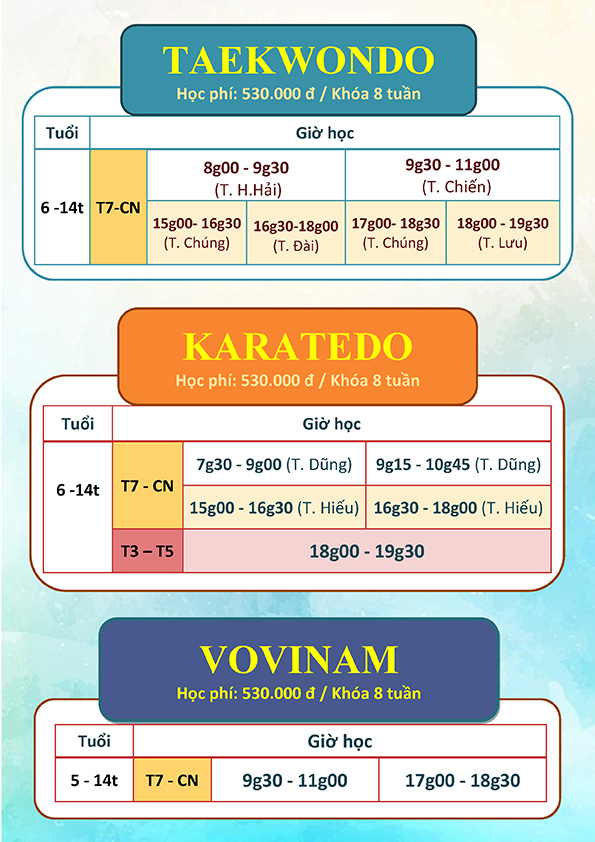 Lịch khai giảng khóa 05.2024 Lớp năng khiếu Nhà Thiếu nhi Tp. Hồ Chí Minh