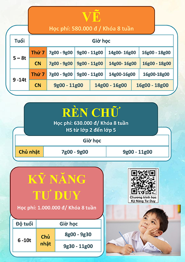 Lịch khai giảng khóa 05.2024 Lớp năng khiếu Nhà Thiếu nhi Tp. Hồ Chí Minh