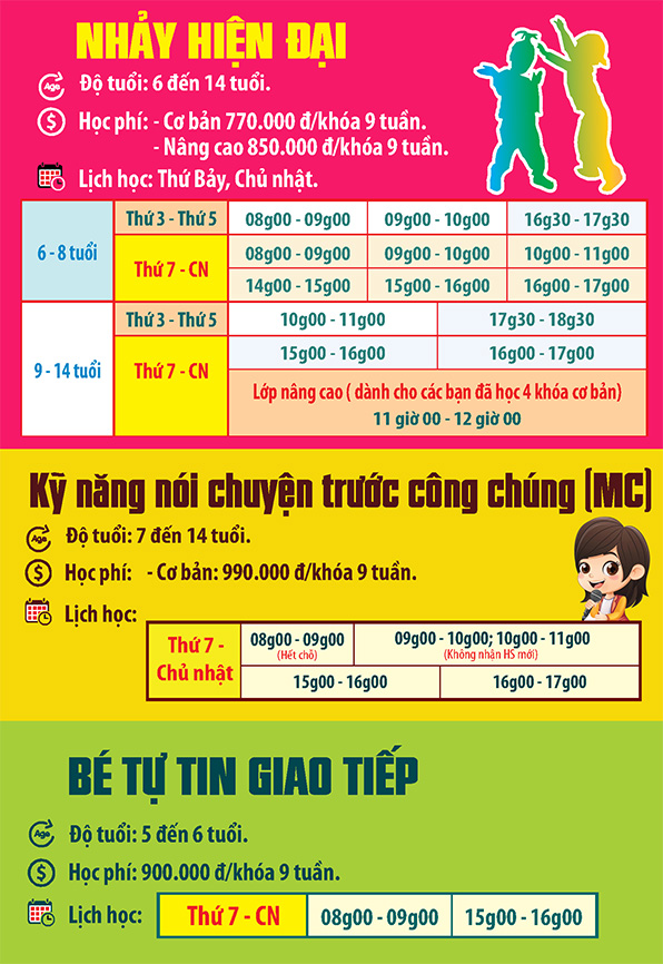 Lịch khai giảng khóa Hè 2025 Lớp năng khiếu Nhà Thiếu nhi Tp. Hồ Chí Minh